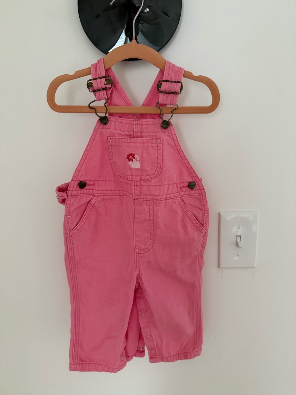 Carhartt Pink Kids Overalls with Flower Pocket